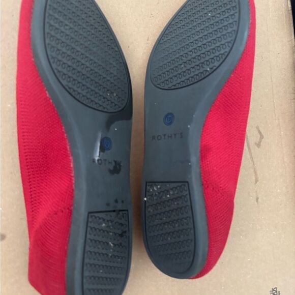 Rothy's Red Textile The Point Ballet Flats pointy toe loafers slip in shoes - Picture 6 of 8
